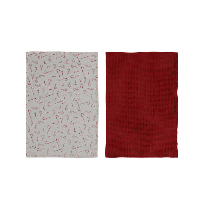 Candy Cane Tea Towel Set